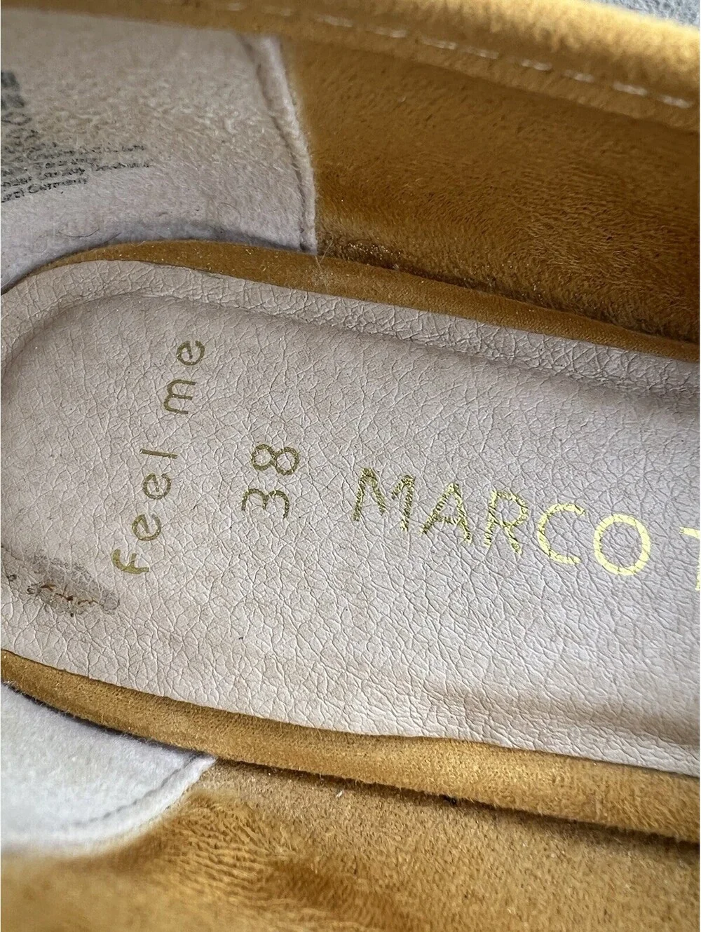 Marco Tozzi mustard yellow suede loafers chain buckle 38 Women’s 7.5